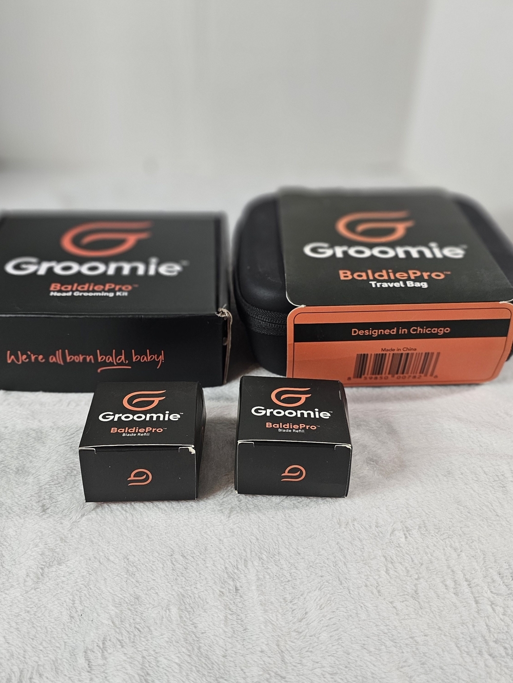 Groomie BaldiePro Men's Head Grooming Kit – Black and Orange Accent